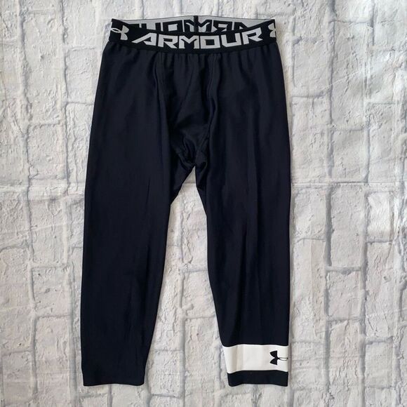 Under Armour youth XL Heatgear fitted compression leggings black & white - Picture 1 of 6